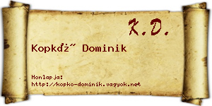 Kopkó Dominik névjegykártya
